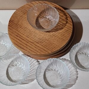 Vintage 1960s Arcoroc Seabreeze Swirl Tempered Glass Serving Bowls, set of 5